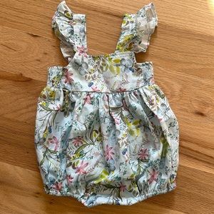 NWT! Pennymeade light blue bubble romper with ruffle straps size 6 mos